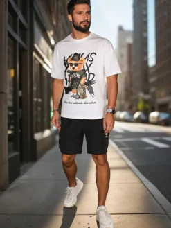 Koszulki Męskie>Dstreet T-shirt męski z nadrukiem biały RX5647