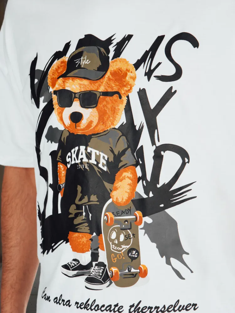 Koszulki Męskie>Dstreet T-shirt męski z nadrukiem biały RX5647