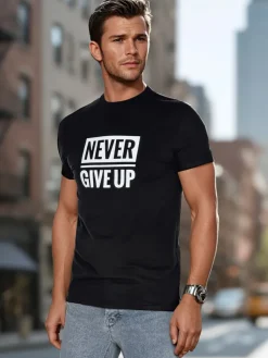 Koszulki Męskie>Dstreet T-shirt męski z nadrukiem czarny RX5643