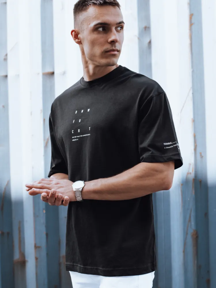 Koszulki Męskie>Dstreet T-shirt męski z nadrukiem czarny RX5506