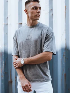 Koszulki Męskie>Dstreet T-shirt męski z nadrukiem ciemnoszary RX5523