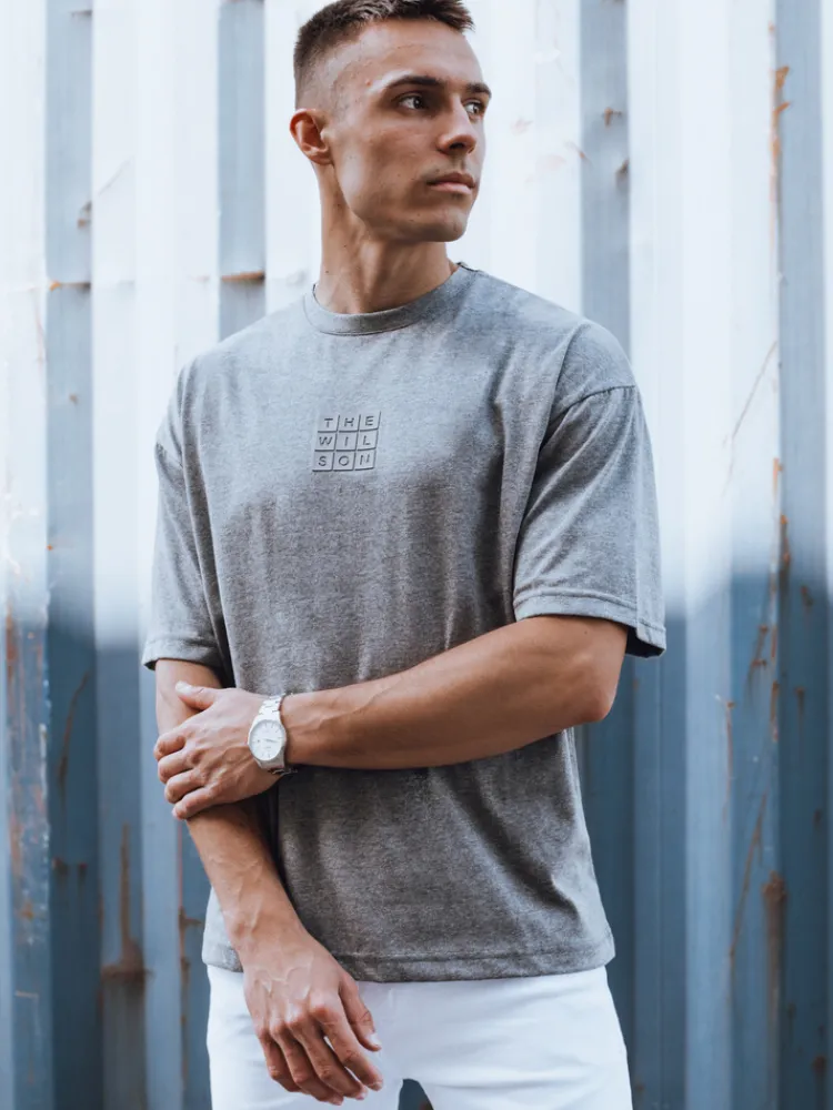 Koszulki Męskie>Dstreet T-shirt męski z nadrukiem ciemnoszary RX5523