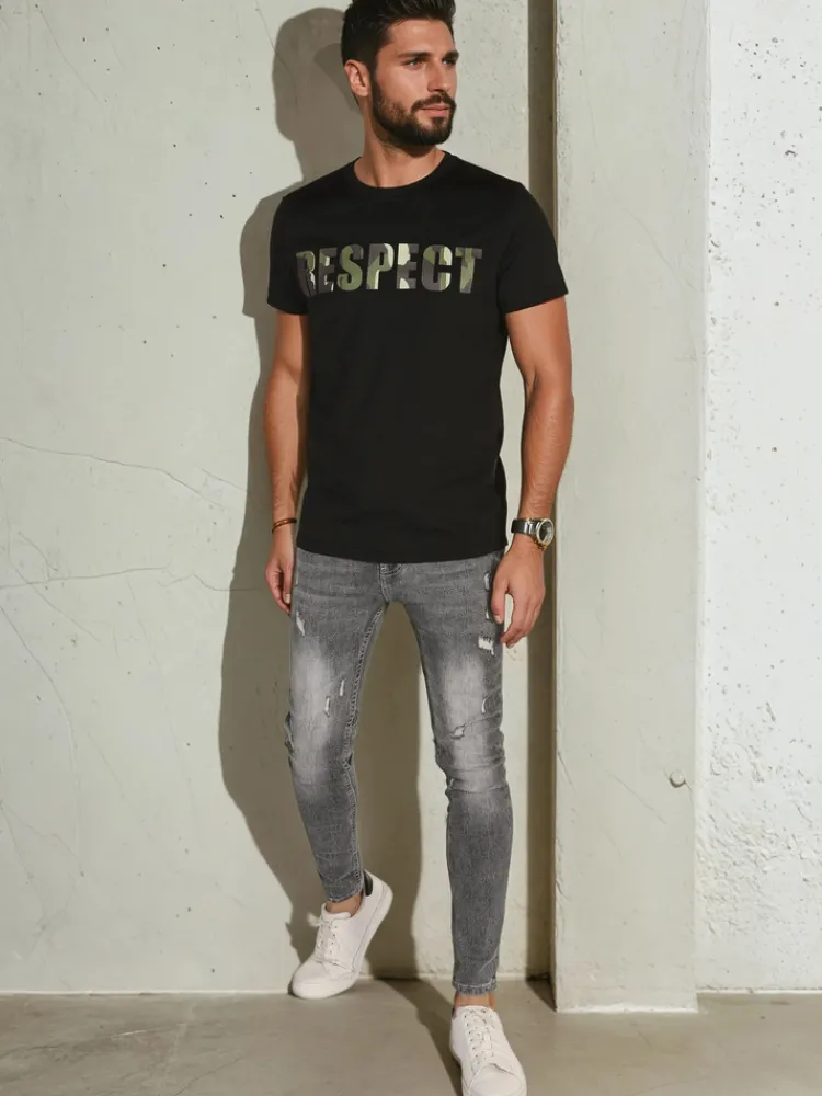 Koszulki Męskie>Dstreet T-shirt męski z nadrukiem czarny RX5667