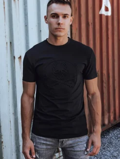 Koszulki Męskie>Dstreet T-shirt męski z nadrukiem czarny RX5576