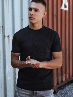 Koszulki Męskie>Dstreet T-shirt męski z nadrukiem czarny RX5576