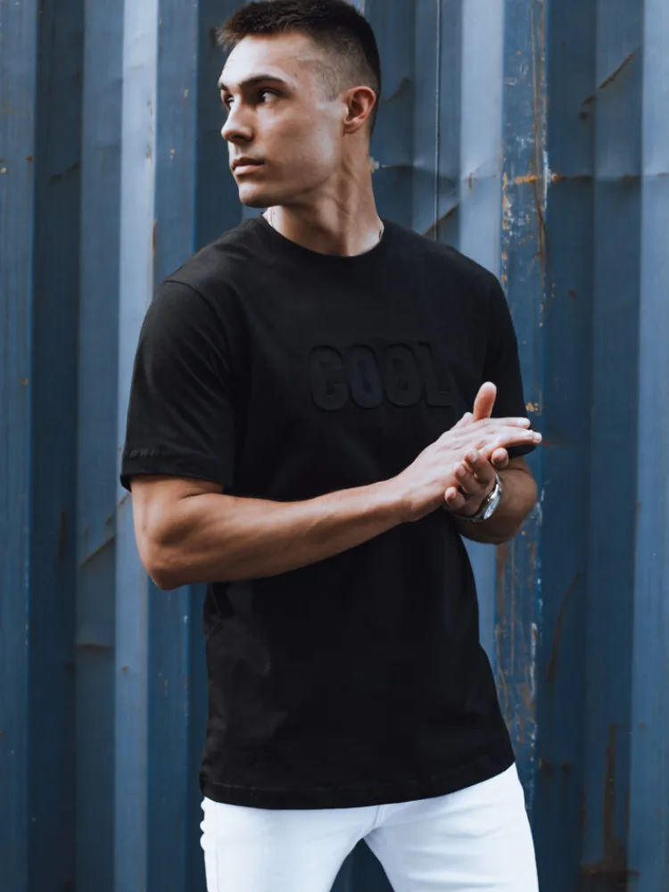 Koszulki Męskie>Dstreet T-shirt męski z nadrukiem czarny RX5511