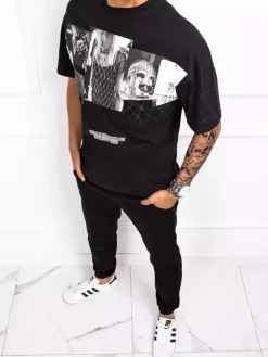 Koszulki Męskie>Dstreet T-shirt męski z nadrukiem czarny RX4845