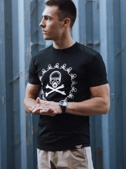 Koszulki Męskie>Dstreet T-shirt męski z nadrukiem czarny RX5580