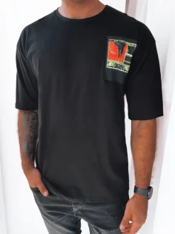 Koszulki Męskie>Dstreet T-shirt męski z nadrukiem czarny RX5304