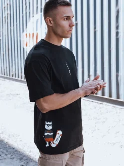 Koszulki Męskie>Dstreet T-shirt męski z nadrukiem czarny RX5531