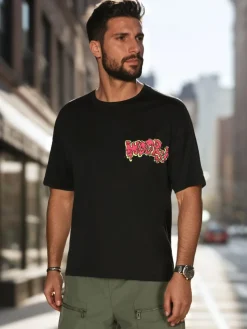 Koszulki Męskie>Dstreet T-shirt męski z nadrukiem czarny RX5645