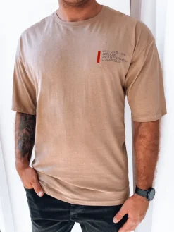 Koszulki Męskie>Dstreet T-shirt męski z nadrukiem cappuccino RX5303