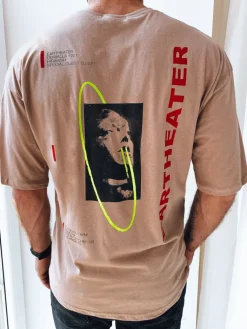 Koszulki Męskie>Dstreet T-shirt męski z nadrukiem cappuccino RX5303