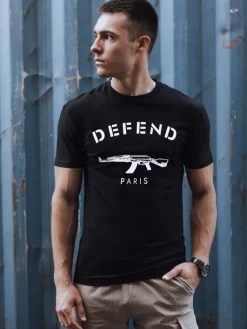 Koszulki Męskie>Dstreet T-shirt męski z nadrukiem czarny RX5579