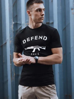 Koszulki Męskie>Dstreet T-shirt męski z nadrukiem czarny RX5579