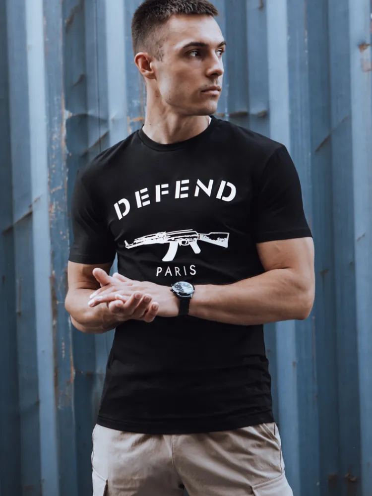 Koszulki Męskie>Dstreet T-shirt męski z nadrukiem czarny RX5579