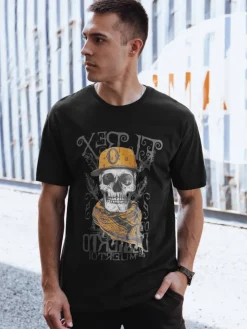 Koszulki Męskie>Dstreet T-shirt męski z nadrukiem czarny RX5617