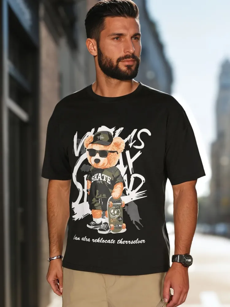 Koszulki Męskie>Dstreet T-shirt męski z nadrukiem czarny RX5646