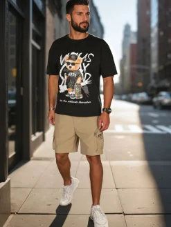 Koszulki Męskie>Dstreet T-shirt męski z nadrukiem czarny RX5646