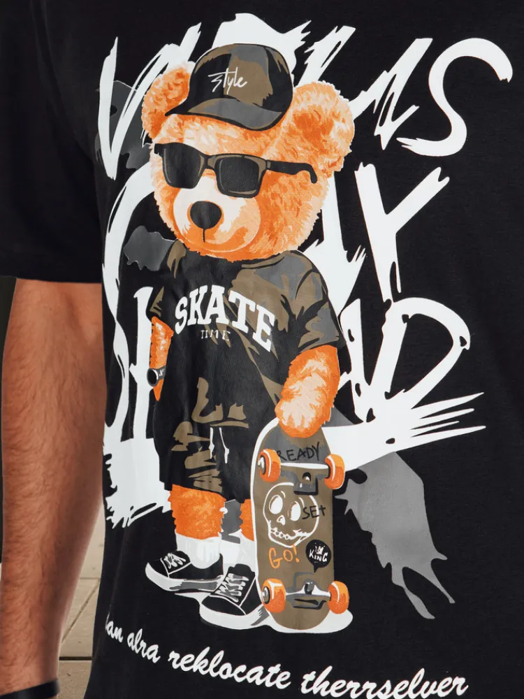 Koszulki Męskie>Dstreet T-shirt męski z nadrukiem czarny RX5646