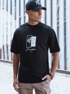 Koszulki Męskie>Dstreet T-shirt męski z nadrukiem czarny RX5516