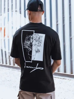 Koszulki Męskie>Dstreet T-shirt męski z nadrukiem czarny RX5516