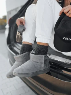 Botki>Dstreet Zamszowe botki damskie OASIS szare ZY0401