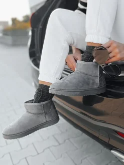 Botki>Dstreet Zamszowe botki damskie OASIS szare ZY0401