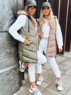 Kamizelki Damskie>Dstreet Zielona dwustronna kamizelka damska ONADE TY3724