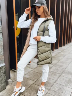 Kamizelki Damskie>Dstreet Zielona dwustronna kamizelka damska ONADE TY3724